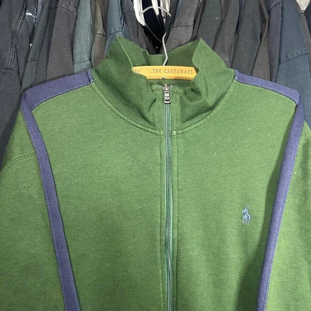 Vintage y2k pockets Green Polo Ralph Lauren zip up sweatshirt Size XL
